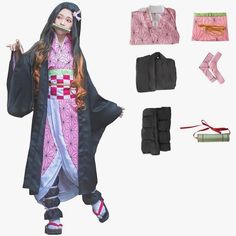 Cosplay Costume Kamado Kimono Cosplay With Black Robe Brand New And Excellent Quality. Nezuko Keychain, Nezuko Costume, Green Cloak, Outfit For Halloween, Green Costume, Kimono Cosplay, Nezuko Cosplay, Green Costumes, Black Cloak