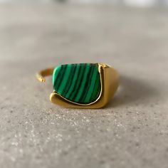 Malachite Ring Gemstone Ring 18k Gold Malachite Ring by - Etsy Malakite Stone, Mystic Jewelry, Malachite Ring, Mystical Jewelry, Metal Smithing, Green Ring, Malachite Rings, Green Stone Rings, Malachite Jewelry