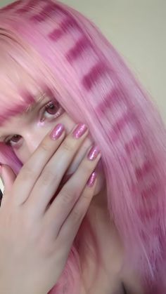 pink hair racoon tail pink nails Pink Raccoon, Tape Ins, Hair Tape, Pretty Hair Color, Hair Stylies, Scene Hair, Dye My Hair, Hair Dye Colors