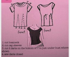 the instructions for how to sew a t - shirt in three different styles and sizes