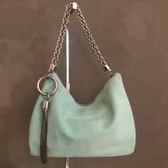 Gorgeous Bag, Comes With Everything: Tags, Dust Bag, Box, Authenticity Card. Still Has Plastic Over Hardware. Hard To Find Mint Suede. Jimmy Choo Bags, Jimmy Choo Bag, Gorgeous Bags, Hard To Find, Jimmy Choo, Satchel, Dust Bag, Bag Lady, Mint