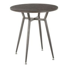 a round table with metal legs on an isolated white background for use as a side table