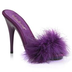 5" Heel Blue Satin Platform  Marabou Sandal | Fabulicious POISE-501F Striped Shoes, Light Up Shoes, Purple Shoes, Corsets And Bustiers, Purple Satin, Thigh High Stockings, Lingerie Accessories, Blue Sandals, 5 Inch Heels