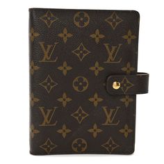 This is an authentic LOUIS VUITTON Monogram Medium Ring Agenda Cover. This agenda cover is crafted of Louis Vuitton monogram-coated canvas. The agenda opens with a gold snap and strap to a cross-grain mocha brown leather interior with patch pockets and a gold six-ring binder to hold the log book and ruler inserts. Agenda Cover, Log Book, Price Quote, Mocha Brown, Ring Binder, Leather Interior, Authentic Louis Vuitton, Ruler, Mocha