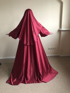 Wonderful long dress made by silk satin and embroidery lace. So elegant and modest burgundy color and chic design make this dress incredible. Widely long sleeves with high cuffs and beautiful buttons. This outfit really unique and amazing! Standard length of dress 150 cm, I can make any length and size, please contact me. Wedding Abaya, Nikkah Wedding, Elegant Hijab, Maxi Dress With Long Sleeves, Outfit Elegant, Muslim Outfits, Muslim Dress, Abaya Dress, Dress With Long Sleeves