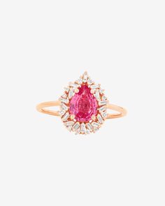 Suzanne Kalan One of a Kind Pink Sapphire Tear Drop Ring in 18k rose gold Drop Ring, Rainbow Sapphires, Teardrop Ring, Ring Sale, Tear Drop, White Diamonds, Eternity Bands, Pink Sapphire, Diamond Wedding Bands