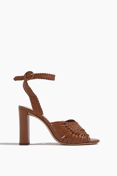 Alexandre Birman Strappy Heels Ellie 90 Sandal in Espresso Alexandre Birman Ellie 90 Sandal in Espresso Woven Leather Sandals, Strappy Flats, Alexandre Birman, Fit Details, Sunglasses Shop, Block Heels Sandal, Tall Boots, Heeled Sandals, Nappa Leather