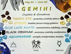 a sign with different types of gems on it's front and back sides, along with other symbols