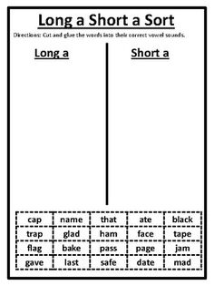 long a short a sort worksheet