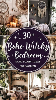 boho witch bedroom with the words boho witches bedroom sanctuary ideas for women