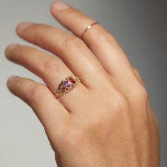 Victorian Regard Ring - Rusty Thought Victorian Gold Ring, Amethyst And Diamond Ring, Ruby Emerald, Victorian Gold, Victorian Rings, Crown Jewels, Delicate Jewelry, 21st Century, Gold Ring