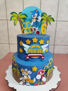 a sonic the hedgehog birthday cake on a table