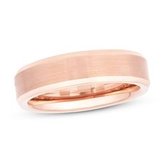 A satin finish and polished edges add subtle contrast to this dashing wedding band. Crafted of rose tungsten carbide, the 6mm band is This wedding band is available in sizes for men or women. Tungsten Metal, Forever Wedding, Kay Jewelers, Satin Wedding, Mens Band, Womens Wedding Bands, Tungsten Carbide, Wedding Board, Size 10 Rings