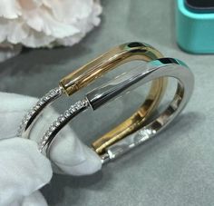 Brand Party, Lock Bracelet, Jewelry Bangles, Bangles For Women, Gold Anniversary, Sterling Silver Bangle, Diamonds And Gold, Sterling Silver Bangles, Elegant Accessories