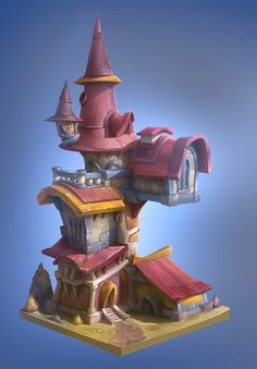 Behance House, Stylized House, House Concept Art, Props Concept, 2d Game Art, Building Art, Game Concept Art