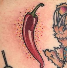 an image of a hot dog and a chili pepper tattoo