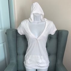 Cotton Shirt With Hood And Deep V-Neck. These Are Fitted And Run Small. Size Large Is Pictured. Brand New Overstock From My Closed Business. Cozy Fitted Hooded Top, Casual V-neck Hoodie For Winter, Cozy Cotton V-neck Tops, Casual V-neck Hoodie For Fall, Effy Stonem, Ribbed Shorts, Short Sleeve Hoodie, Deep V Neck, Cotton Shirt