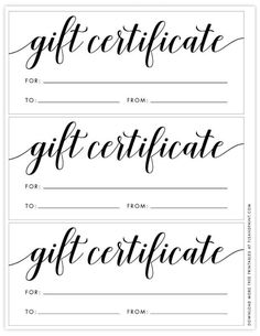 two gift certificates with black ink on white paper