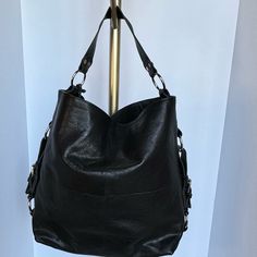 Nwot! Tano Women's Black Leather Large Tote Bag 15.5 X 14 Shoulder Bag, Silver Hardware Made In Italy, Stunning Bag, Never Worn, Will Fit Numerous Items In It. Questions? Leave A Comment Below! Large Tote Bag, Large Tote, Black Leather, Bag Lady, Shoulder Bag, Tote Bag, Women Shopping, Leather, Silver