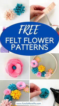 the instructions to make felt flower patterns for crafts and home decor are included in this article