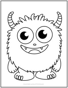 a cartoon monster with big eyes and horns