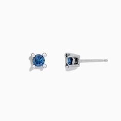 Effy Bella Bleu 14K White Gold Blue Diamond Stud Earrings, 0.53 TCW Blue Diamond Cut Earrings As A Gift, Classic Blue Diamond Earrings With Brilliant Cut, Classic Blue Diamond Earrings Brilliant Cut, Blue Classic Diamond Earrings With Brilliant Cut, Classic Blue Diamond-cut Earrings, Classic Blue Brilliant Cut Diamond Earrings, Blue Prong Set Fine Jewelry Earrings, Classic Blue Diamond Cut Earrings, Blue Diamond Earrings With Prong Setting