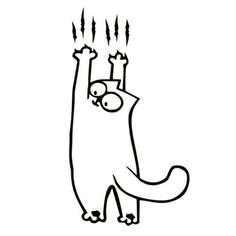 a black and white drawing of a cat with five candles on its head, holding it up in the air