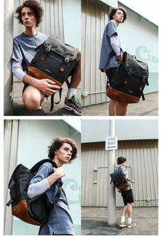 Backpack Pose, Backpack Photoshoot, Emergency Backpack, Photo Backpack, Posing Photography, Black Ootd, Backpack Photography, Photography Bags, Mens Bags Fashion