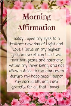 a pink flower with the words morning affirmation