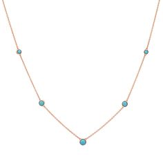 Introducing our 14K Gold Graduating Turquoise Station Necklace, a layering ESSENTIAL with the prettiest pops of Turquoise blue! This substantial strand adorned with 5 graduating natural gemstones is set in 14K Gold. A timeless statement of elegance and tranquility carried from ancient times, turquoise is known to bring good energy and fortune. Satisfying to you your soul and style!

Stone Size: 2.5mm - 4mm
14K Solid Gold
Lifetime Guarantee
Made in Los Angeles Diamond Earring Jackets, Station Necklace, Genuine Turquoise, Lovely Jewellery, Stunning Jewellery, Rose Gold Necklace, Ancient Times, Metal Necklaces, Necklace Sizes