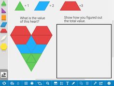 a screenshot of an interactive math game for kids to learn how to solve the missing shapes