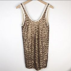 Tank Dress With Copper Sequins And Raw Edges. Size Xxs. In Great Condition. Approx Bust 15" Length 32" Aritzia Shimmer Dress, Aritzia Dress, Aritzia Wilfred, Tank Dress, Sequin Dress, Sequin, Copper, Mini Dress, Womens Dresses