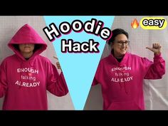 two people in pink hoodie outfits with the words hoddle hack written on them