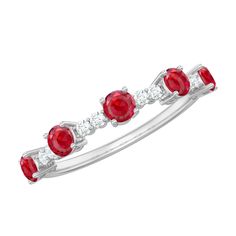 Lab Grown Ruby and Diamond Half Eternity Ring - Rosec Jewels Lab-created Ruby Gemstone Ring With Round Band, Ruby Half Eternity Round Ring In Fine Jewelry Style, Fine Jewelry Ruby Stackable Rings, Fine Jewelry Stackable Ruby Rings, Ruby Eternity Band With Prong Setting, Classic Stackable Ruby Rings, Ruby Rings With Half Eternity Round Band, Ruby Stackable Round Band Promise Rings, Ruby Half Eternity Ring With Round Band