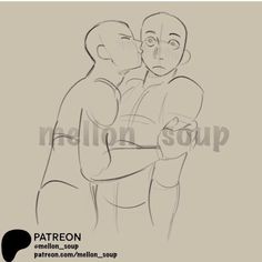 a drawing of two men hugging each other with the words patreon written below