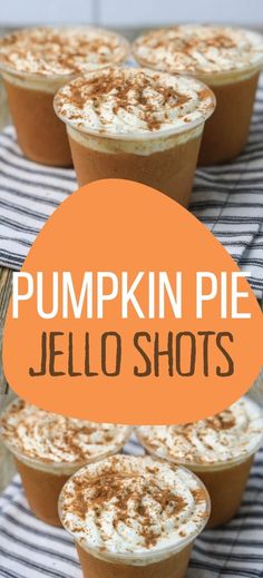 pumpkin pie jello shots with whipped cream and cinnamon sprinkles on top