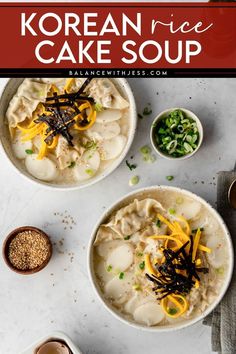 Check out this easy Korean Rice Cake and Dumpling Soup, or Dduk Mandu Guk, for New Years! Made with rice cakes, eggs, seaweed and dumplings, this asian soup recipe is simple, authentic and healthy. Option to add in beef or chicken, and enjoy! Korean Soup Recipes