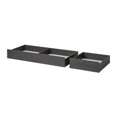 two black trays sitting next to each other on top of a white background,