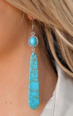 4" turquoise dangle earring Santa Fe Jewelry, The Last Ride, Paparazzi Fashion, Paparazzi Accessories Jewelry, Rustic Necklace, Rustic Frames, River Valley, Paparazzi Accessories, Trendy Collection