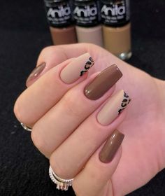 Art Deco Nails, Subtle Nails, Minimalist Nail Art, Nail Shimmer, Fall Acrylic Nails, Fall Nail Art, Autumn Nails, Pretty Acrylic Nails