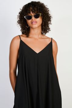 Black V neck floaty midi dress Chic Flowy V-neck Mini Dress, V-neck Sundress For Night Out, Maxi Length V-neck Dress For Date Night, Spring V-neck Sleeveless Dress For Night Out, Flowy Maxi V-neck Dress For Summer, V-neck Maxi Dress For Summer Daywear, Summer V-neck Maxi Dress For Daywear, Summer Maxi Length V-neck Dress For Daywear, Maxi Length V-neck Dress For Summer Daywear