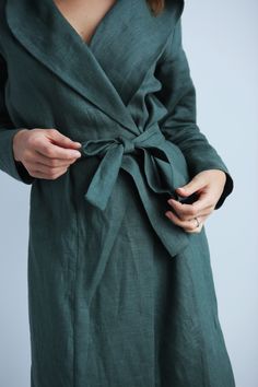 Elegant and pleasant to the touch natural linen robe. Let it be your favorite homewear. #blacklinencardigan #summergown #linencape #linenjacket #linenrobe #linenbathrobe #summerrobe  #naturallinen #weddingrobe  #dressinggown  #giftclothes #ethicalfashion #ecofriendlybrand #naturallinen #bridesmaidsgown Green Bathrobe, Linen Robes, Jacket Gown, Linen Bathrobe, Summer Gowns, Linen Robe, Wrap Clothing, Buy Linen, Linen Loungewear