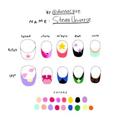 Steven Universe Nails Art, Mabel Nails Design, Steven Universe Inspired Nails, Steven Universe Inspired Makeup, Steven Universe Nail Designs, Steven Universe Painting Ideas, Steven Universe Nail Art, Steven Universe Doodles, Juminocore Nails