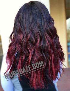 Dark Hair Red Highlights, Hair Red Highlights, Red Burgundy Hair Color, Burgundy Red Hair, Cheveux Oranges, Red Ombre Hair, Highlights Ideas