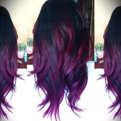 Magenta And Purple Hair, Purple And Magenta Hair, Cellophane Hair Color, Magenta Balayage, Reddish Purple Hair, Eggplant Colored Hair, Magenta Hair Colors, Red Balayage Hair, Magenta Hair