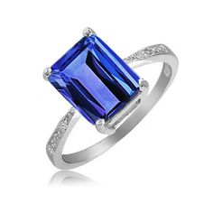 4.00 CTW Emerald Cut Genuine Tanzanite Ring in Sterling Silver Purple Quartz, Emerald Cut Rings, Tanzanite Ring, Tanzanite Gemstone, Quartz Ring, Sterling Silver Bands, Perfect Ring, Sterling Ring, Silver Band