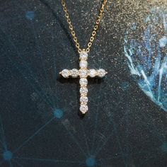 "POLARIS CROSS MOISSANITE NECKLACE ✨💎 Whether you wear it for faith or fashion, it brings a brilliant shine to any day or evening ensemble. ✨ 🚩 DOUBLE SHINING! 🚩 DOUBLE SPARKLING! 🚩 DOUBLE VALUE! * Solid 14K Gold * Moissanite Stone Moissanite - D color (Colorless), VVS1 clarity, Excellent cut 👍 Recommendations * As an everyday necklace * As a travel necklace ✈ * As a gift for your soulmate ❤️ 💎Features Featuring a classic design, appropriate size of 0.7 inches. Chain length is 18\" total i Luxury Gold Sterling Silver Cross Necklace, Luxury Cross Necklace For Weddings, Luxury Silver Classic Cross Necklace, Gold Cross Necklace With Prong Setting, Cross Necklace With Prong Setting For Wedding, Cross-shaped Prong Set Diamond Necklace Gift, Cross Diamond Necklace With Prong Setting As Gift, Luxury Diamond Cross Pendant Necklace For Wedding, Gift Cross Pendant Necklace With Prong Setting