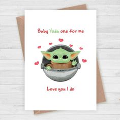 baby yoda one for me happy valentine's day card