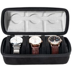 PRICES MAY VARY. 3-Slot: Watch travel case can store 3 watches and fit different types of watches with a dial size up to 55mm; Dimension: 8.27"W*3.54"D*3.54"H (21x9x9 cm), suitable for normal watches, smartwatches, or fitness trackers Easy to Carry: Design with a handle for easy carrying along, hard and compact design won't take up too much space in a bag or suitcase, organize all of your watches in one place to avoid loss, ideal for travel, hiking, or any outdoor activities Ensure the safety of Stylish Luggage, Innovative Gadget, Fitness Trackers, Best Travel Accessories, Watch Roll, Watch Holder, Travel Hiking, Portable Travel, Watch Box