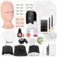 PRICES MAY VARY. [Everything Needed for Lash Extension] It came will all sorts of necessities/tools for doing complete lash extensions and this eyelash extension practice kit paired well with a plastic vanity organizer as a gift, since there are so many different kinds of tools, included plenty of mixed & classic individual lashes, mascara wands, brushes, rings for glue, lash glue & glue remover, highly precise tweezer, eyelash dryer fan, eyelash mannequin head with removable eyelids, tape, jade Classic Individual Lashes, Lash Extension Supplies, Vanity Organizer, Lash Extension Kit, Glue Remover, Lashes Mascara, Lash Tools, Mascara Wands, Vanity Organization